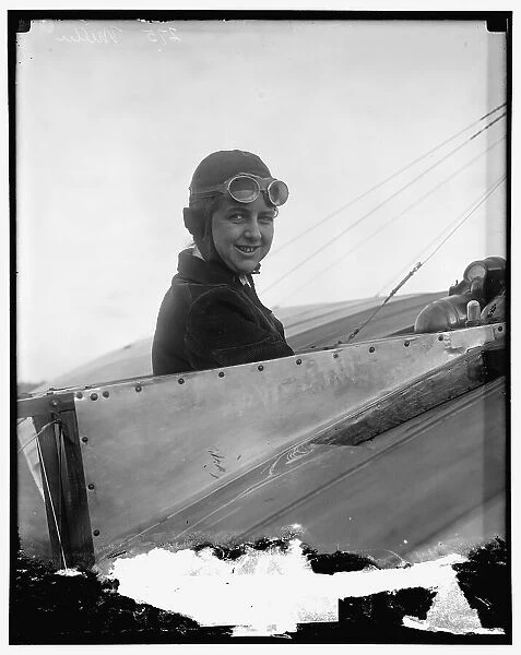 Miss Bernetta Miller, Moissant [sic] Aviatrix, in Bleriot plane, between 1910 and 1920. Creator: Harris & Ewing. Miss Bernetta Miller, Moissant [sic] Aviatrix, in Bleriot plane, between 1910 and 1920. Creator: Harris & Ewing