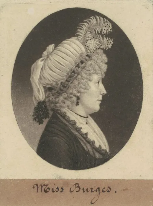 Framed Print : Miss Burges, 1799. Creator: Charles Balthazar Julien Fevret de Saint-Memin Framed Print : Miss Burges, 1799. Creator: Charles Balthazar Julien Fevret de Saint-Memin