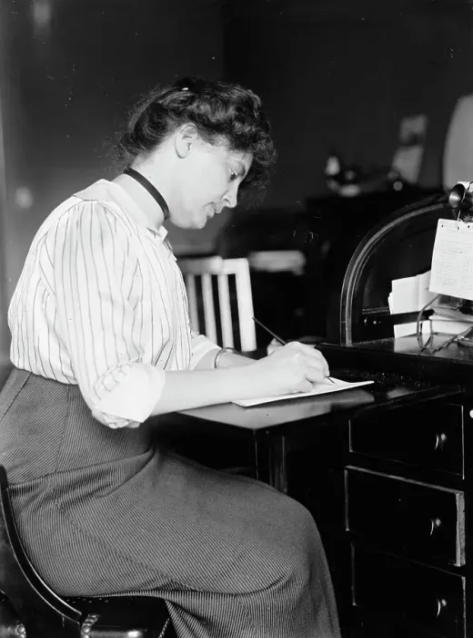Framed Print : Miss Carolyn B. Sheldon at Desk, 1914. Creator: Harris & Ewing. Miss Carolyn B. Sheldon at Desk, 1914. Creator: Harris & Ewing Framed Print : Miss Carolyn B. Sheldon at Desk, 1914. Creator: Harris & Ewing. Miss Carolyn B. Sheldon at Desk, 1914. Creator: Harris & Ewing