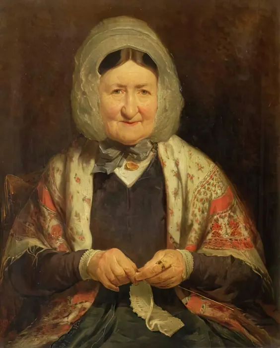 Framed Print : Miss Christian Kennedy (An Old Lady Knitting), c1840. Creator: James Cassie Framed Print : Miss Christian Kennedy (An Old Lady Knitting), c1840. Creator: James Cassie