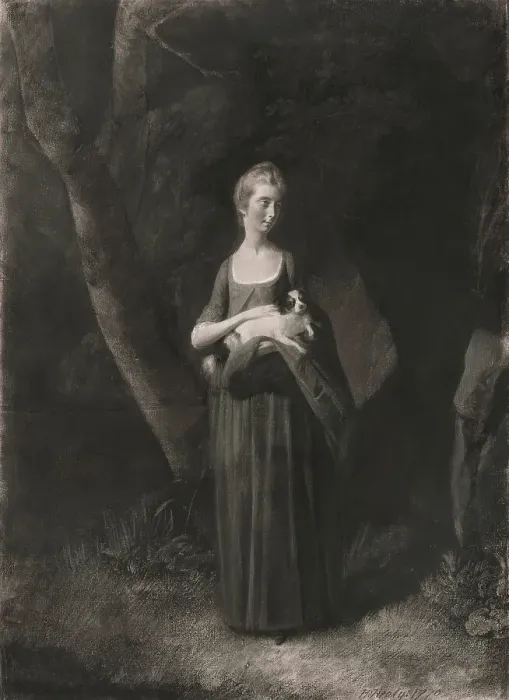 Framed Print : Miss Cunningham Holding Her King Charles Spaniel, 1770. Creator: Robert Healy Framed Print : Miss Cunningham Holding Her King Charles Spaniel, 1770. Creator: Robert Healy