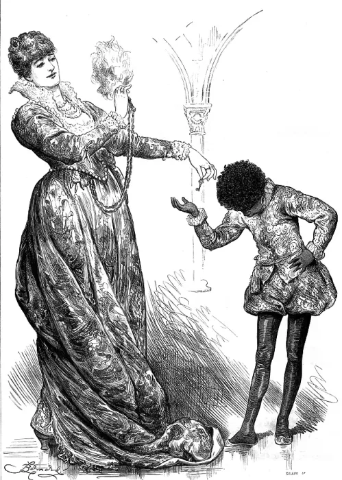 Framed Print : Miss Ellen Terry as Portia, in The Merchant of Venice at the Lyceum Theatre, 1880. Creator: Joseph Swain Framed Print : Miss Ellen Terry as Portia, in The Merchant of Venice at the Lyceum Theatre, 1880. Creator: Joseph Swain