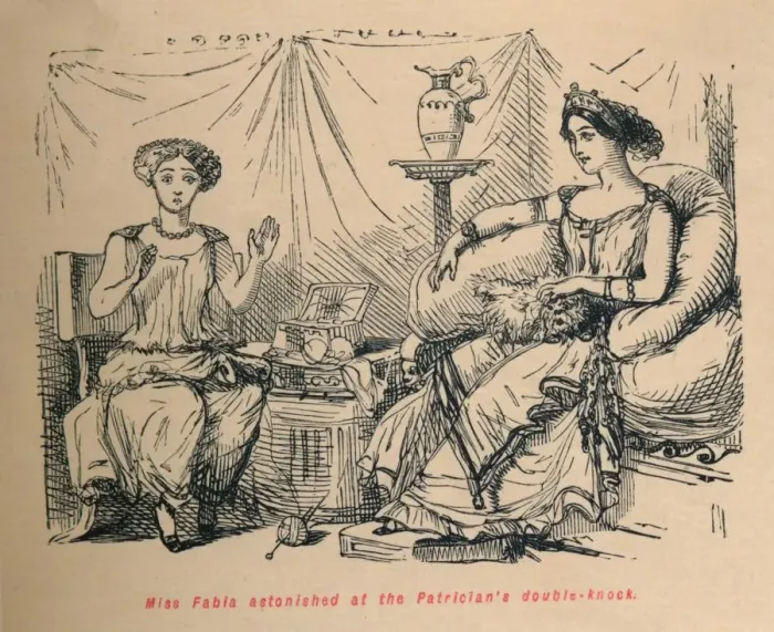 Framed Print : Miss Fabia astonished at the Patricians double-knock, 1852. Artist: John Leech Framed Print : Miss Fabia astonished at the Patricians double-knock, 1852. Artist: John Leech