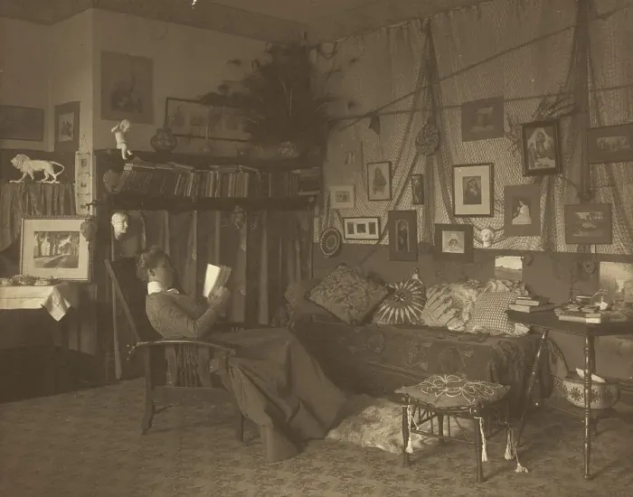 Framed Print : Miss Foster, faculty at Carlisle Indian School, full length, reclining in chair...c1901 - 1903. Creator: Frances Benjamin Johnston Framed Print : Miss Foster, faculty at Carlisle Indian School, full length, reclining in chair...c1901 - 1903. Creator: Frances Benjamin Johnston