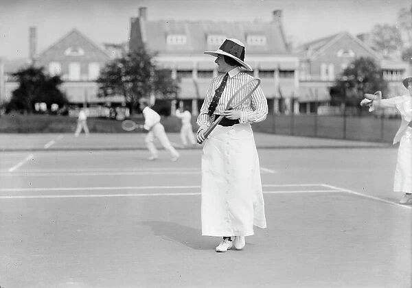 Miss Frances Lippett Playing in Tennis Tournament, 1913. Creator: Harris & Ewing. Miss Frances Lippett Playing in Tennis Tournament, 1913. Creator: Harris & Ewing