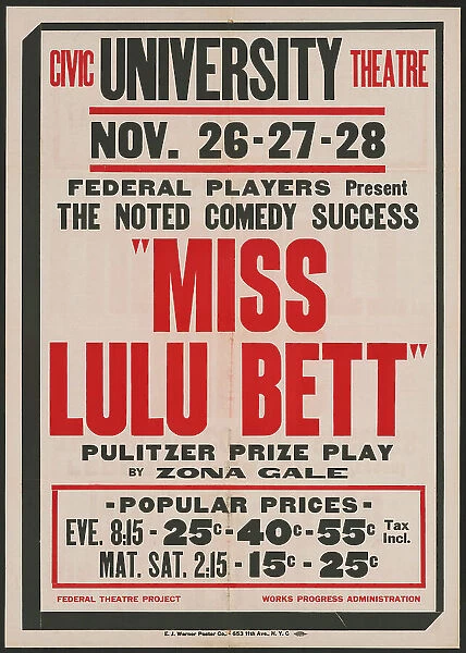 Miss Lulu Bett 1, Syracuse, NY, 1936. Creator: Unknown