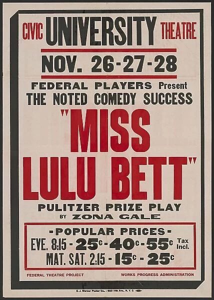 Miss Lulu Bett 2, Syracuse, NY, 1936. Creator: Unknown