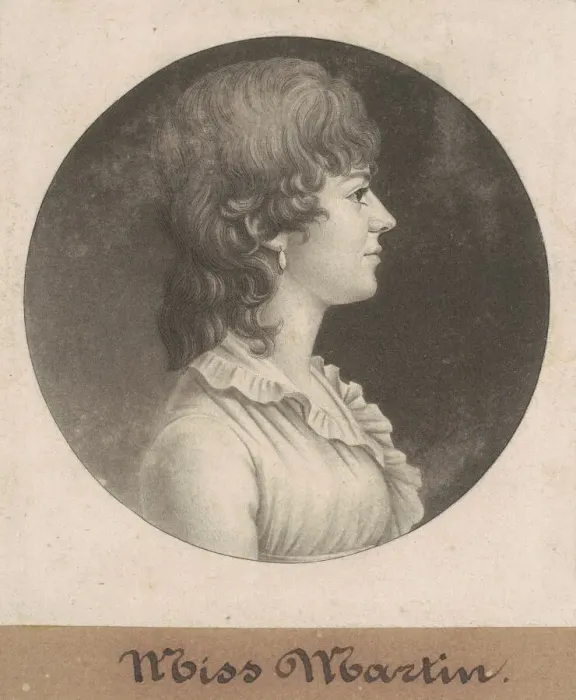 Framed Print : Miss Martin, 1802. Creator: Charles Balthazar Julien Fevret de Saint-Memin Framed Print : Miss Martin, 1802. Creator: Charles Balthazar Julien Fevret de Saint-Memin