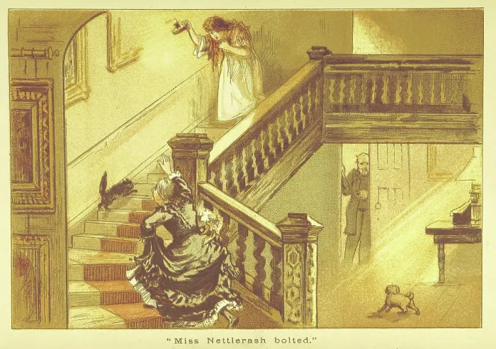 Framed Print : Miss Nettlerash bolted, 1884. Creator: Georgina Bowers Framed Print : Miss Nettlerash bolted, 1884. Creator: Georgina Bowers
