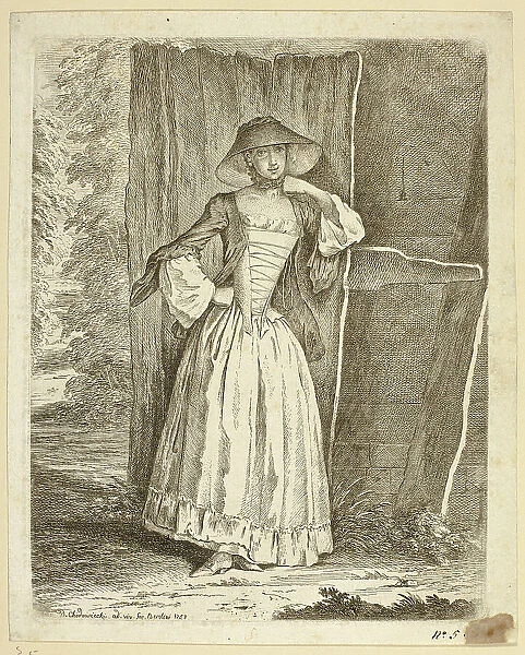 Miss Quantin Standing, 1758. Creator: Daniel Nikolaus Chodowiecki