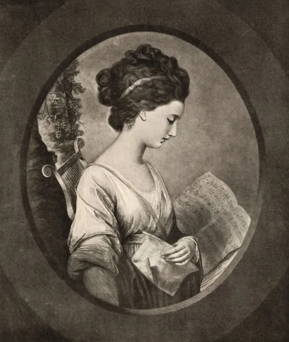 Framed Print : Miss Stephenson, late 18th century, (1912). Artist: W Dickinson Framed Print : Miss Stephenson, late 18th century, (1912). Artist: W Dickinson
