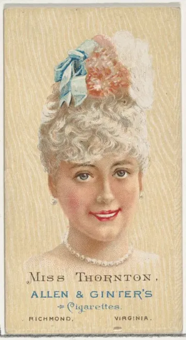 Framed Print : Miss Thornton, from Worlds Beauties, Series 2 (N27) for Allen & Ginter Cigarettes Framed Print : Miss Thornton, from Worlds Beauties, Series 2 (N27) for Allen & Ginter Cigarettes