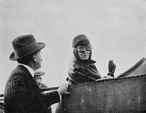 Miss Trehawke-Davies in the passengers seat of one of her Bleriot monoplanes, 1913 (1934). Artist: Flight Photo