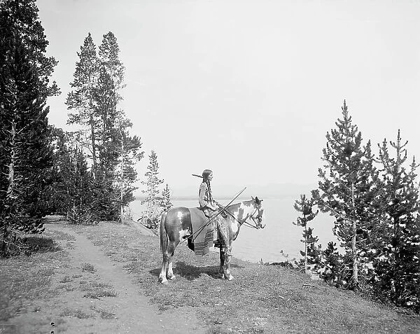 Miss Waters on pinto pony, between 1900 and 1915. Creator: William H. Jackson