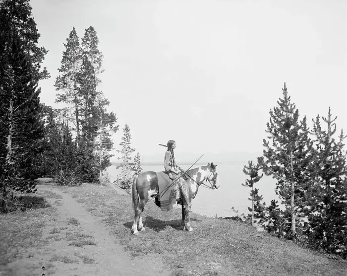Framed Print : Miss Waters on pinto pony, between 1900 and 1915. Creator: William H. Jackson