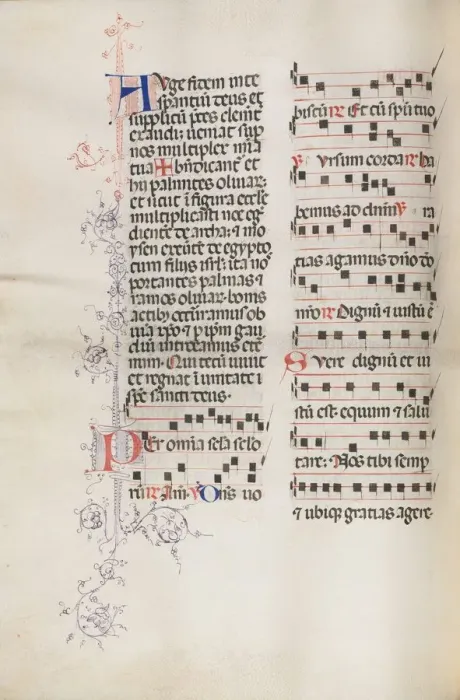 Framed Print : Missale: Fol. 111v; contains some music as part of Palm Sunday liturgy, 1469. Creator Framed Print : Missale: Fol. 111v; contains some music as part of Palm Sunday liturgy, 1469. Creator