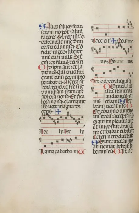 Framed Print : Missale: Fol. 121v: contains music for Hely Hely Lama etc. within St. Mattion Passion Framed Print : Missale: Fol. 121v: contains music for Hely Hely Lama etc. within St. Mattion Passion