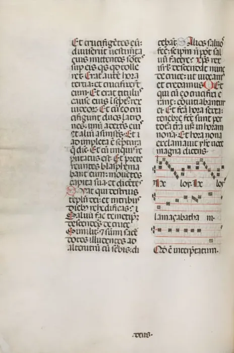 Framed Print : Missale: Fol. 128v: contains music for Hely Hely Lama etc. within St. Mattion Passion Framed Print : Missale: Fol. 128v: contains music for Hely Hely Lama etc. within St. Mattion Passion