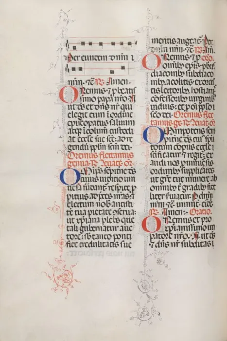 Framed Print : Missale: Fol. 146v: Music for various prayers... 1469. Creator: Bartolommeo Caporali (Italian, c Framed Print : Missale: Fol. 146v: Music for various prayers... 1469. Creator: Bartolommeo Caporali (Italian, c