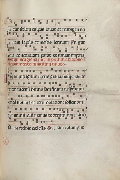 Missale: Fol. 156: Music for Exultet, 1469. Creator: Bartolommeo Caporali (Italian, c