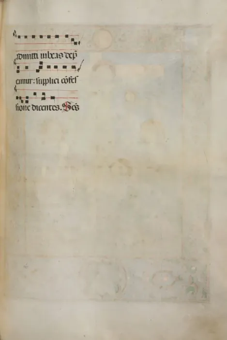 Framed Print : Missale: Fol. 185: Cross, Foliage & Music for Various Ordinary Prayers, 1469. Creator Framed Print : Missale: Fol. 185: Cross, Foliage & Music for Various Ordinary Prayers, 1469. Creator