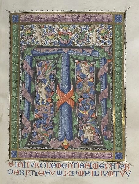 Missale: Fol. 186: Decorated Initial T[e igitur] (full page), 1469. Creator: Bartolommeo Caporali