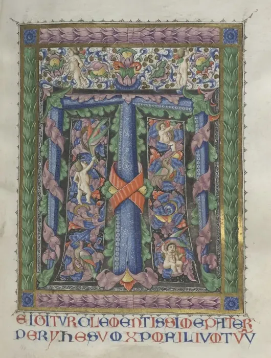 Framed Print : Missale: Fol. 186: Decorated Initial T[e igitur] (full page), 1469. Creator: Bartolommeo Caporali
