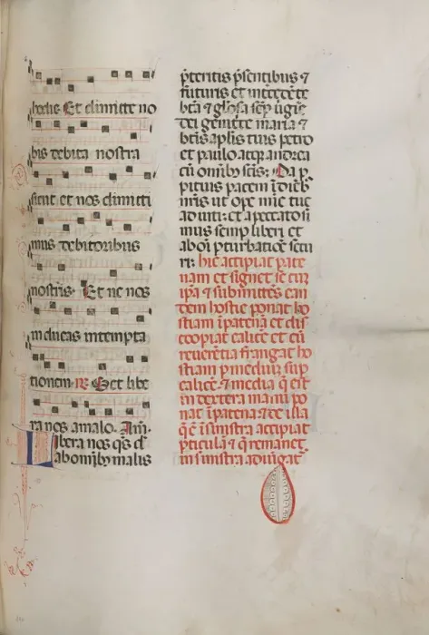 Framed Print : Missale: Fol. 190: Music for various prayers, 1469. Creator: Bartolommeo Caporali (Italian, c Framed Print : Missale: Fol. 190: Music for various prayers, 1469. Creator: Bartolommeo Caporali (Italian, c