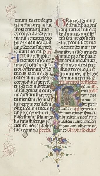 Missale: Fol. 387v: Death represented as a Skeleton with a Sickle, 1469
