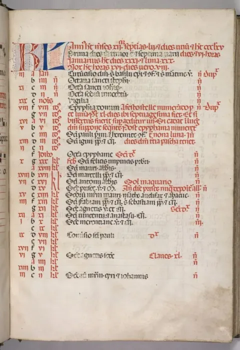 Framed Print : Missale: Fol. 3r: January Calendar Page, 1469. Creator: Bartolommeo Caporali (Italian, c Framed Print : Missale: Fol. 3r: January Calendar Page, 1469. Creator: Bartolommeo Caporali (Italian, c