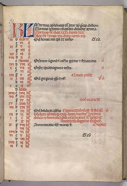 Missale: Fol. 4r: March Calendar Page, 1469. Creator: Bartolommeo Caporali (Italian, c