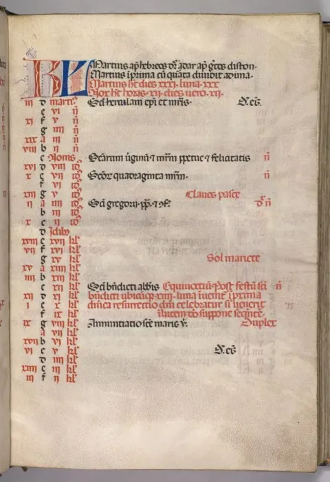 Framed Print : Missale: Fol. 4r: March Calendar Page, 1469. Creator: Bartolommeo Caporali (Italian, c Framed Print : Missale: Fol. 4r: March Calendar Page, 1469. Creator: Bartolommeo Caporali (Italian, c