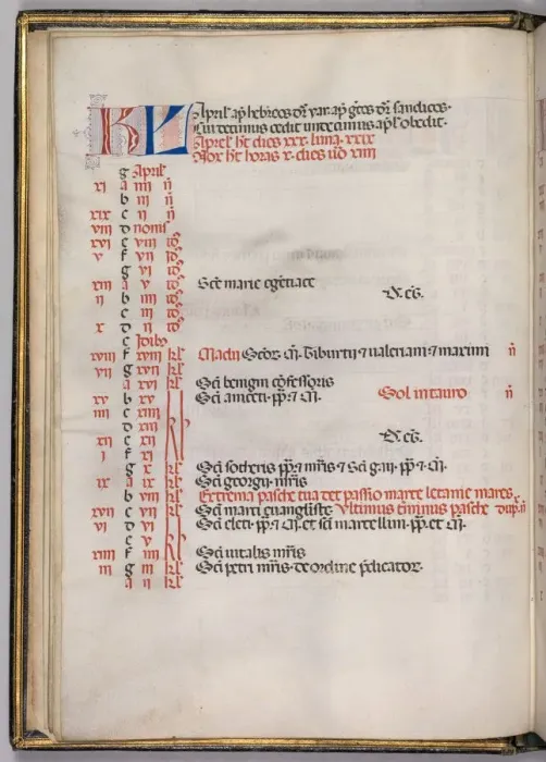 Framed Print : Missale: Fol. 4v: April Calendar Page, 1469. Creator: Bartolommeo Caporali (Italian, c