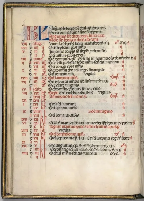 Framed Print : Missale: Fol. 6v: August Calendar Page, 1469. Creator: Bartolommeo Caporali (Italian, c Framed Print : Missale: Fol. 6v: August Calendar Page, 1469. Creator: Bartolommeo Caporali (Italian, c
