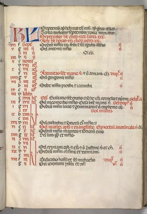 Framed Print : Missale: Fol. 7r: September Calendar Page, 1469. Creator: Bartolommeo Caporali (Italian, c Framed Print : Missale: Fol. 7r: September Calendar Page, 1469. Creator: Bartolommeo Caporali (Italian, c