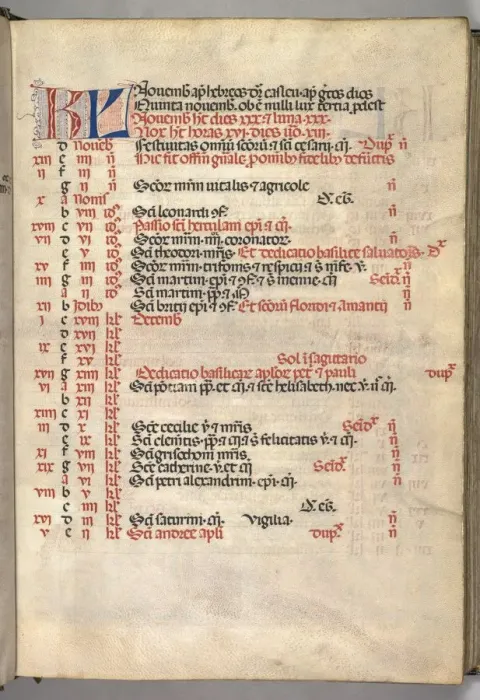 Framed Print : Missale: Fol. 8r: November Calendar Page, 1469. Creator: Bartolommeo Caporali (Italian, c Framed Print : Missale: Fol. 8r: November Calendar Page, 1469. Creator: Bartolommeo Caporali (Italian, c
