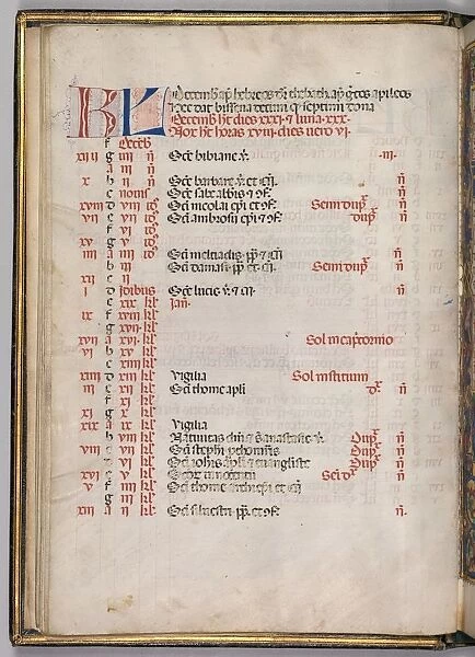 Missale: Fol. 8v: December Calendar Page, 1469. Creator: Bartolommeo Caporali (Italian, c
