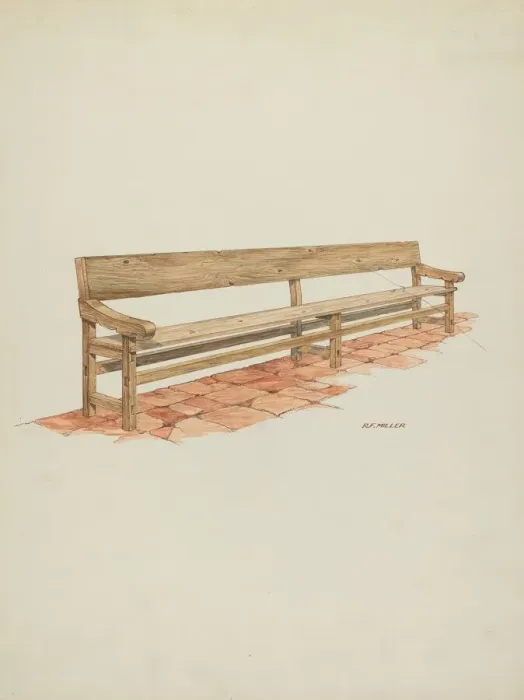 Framed Print : Mission Bench, c. 1936. Creator: Randolph F Miller Framed Print : Mission Bench, c. 1936. Creator: Randolph F Miller
