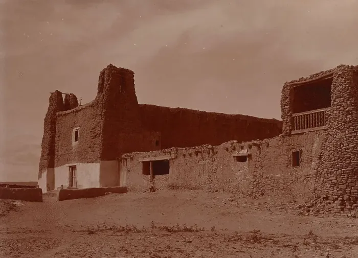 Framed Print : Mission and church at Acoma, c1905. Creator: Edward Sheriff Curtis Framed Print : Mission and church at Acoma, c1905. Creator: Edward Sheriff Curtis