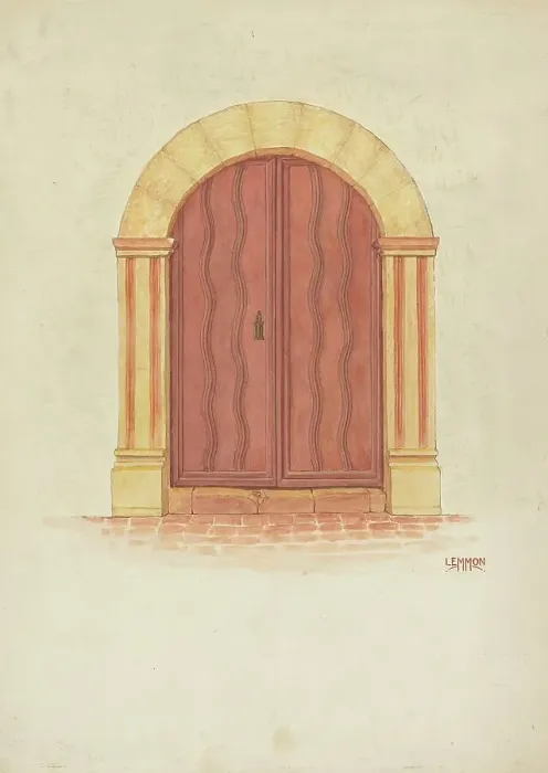 Framed Print : Mission Doors, 1935 / 1942. Creator: Warren W. Lemmon Framed Print : Mission Doors, 1935 / 1942. Creator: Warren W. Lemmon