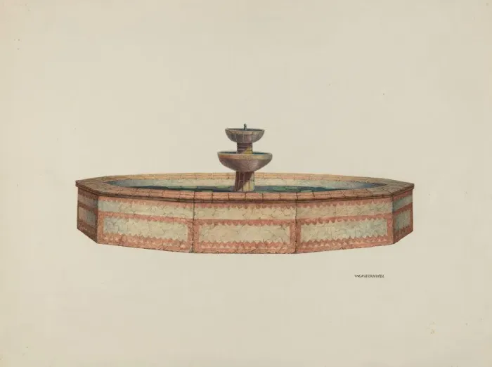 Framed Print : Mission Fountain, 1941. Creator: William Kieckhofel Framed Print : Mission Fountain, 1941. Creator: William Kieckhofel