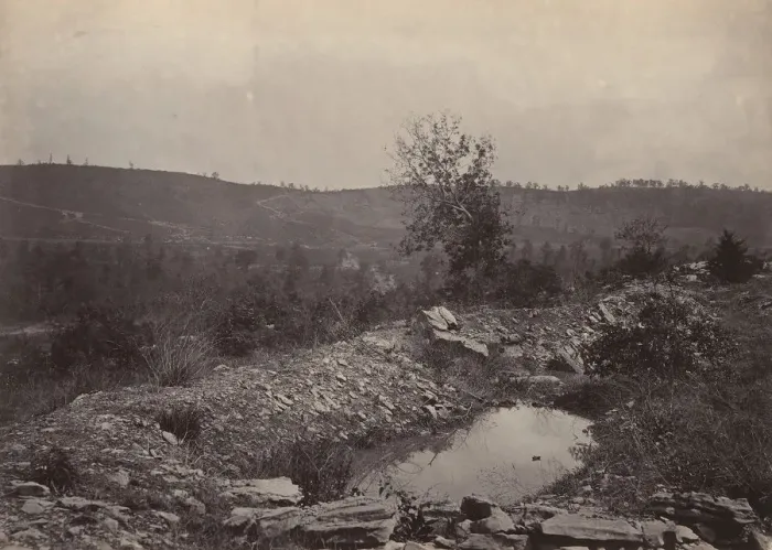 Framed Print : Mission Ridge from Orchard Knob, 1860s. Creator: George N. Barnard Framed Print : Mission Ridge from Orchard Knob, 1860s. Creator: George N. Barnard