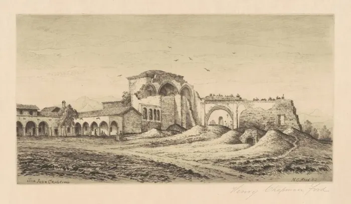 Framed Print : Mission San Juan Capistrano, 1883. Creator: Henry Chapman Ford Framed Print : Mission San Juan Capistrano, 1883. Creator: Henry Chapman Ford