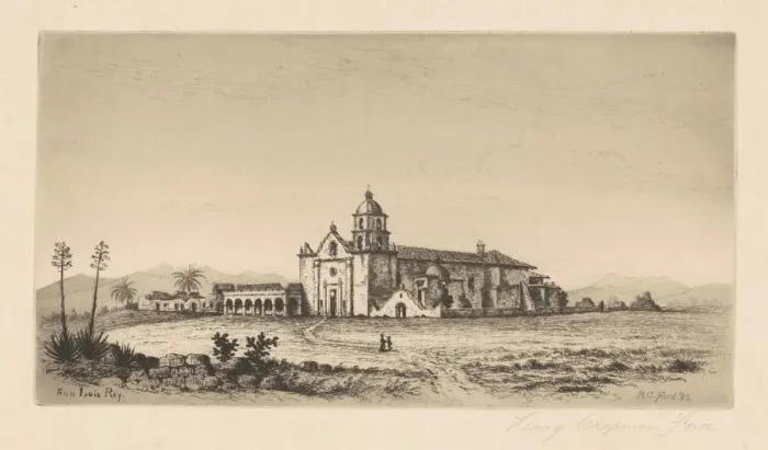 Framed Print : Mission San Luis Rey de Francia, 1883. Creator: Henry Chapman Ford Framed Print : Mission San Luis Rey de Francia, 1883. Creator: Henry Chapman Ford