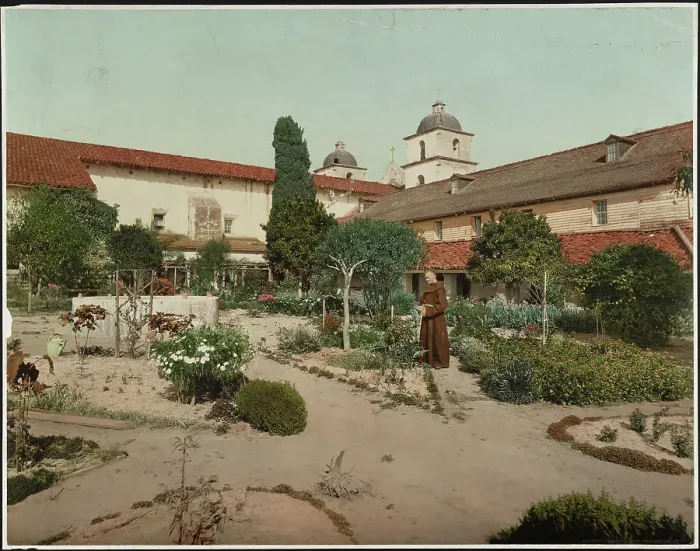Framed Print : Mission Santa Barbara, California, c1899. Creator: William H. Jackson Framed Print : Mission Santa Barbara, California, c1899. Creator: William H. Jackson