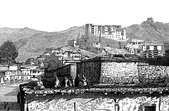 Framed Print : The Mission to Yarkund and Kashgar: Bazaar at Leh, Middle Thibet, 1874. Creator: Unknown Framed Print : The Mission to Yarkund and Kashgar: Bazaar at Leh, Middle Thibet, 1874. Creator: Unknown