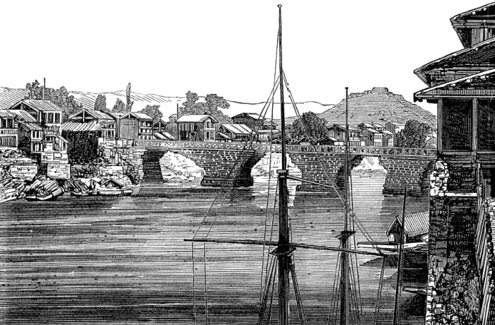 Framed Print : The Mission to Yarkund and Kashgar: Srinuggur, Cashmere, 1874. Creator: Unknown Framed Print : The Mission to Yarkund and Kashgar: Srinuggur, Cashmere, 1874. Creator: Unknown