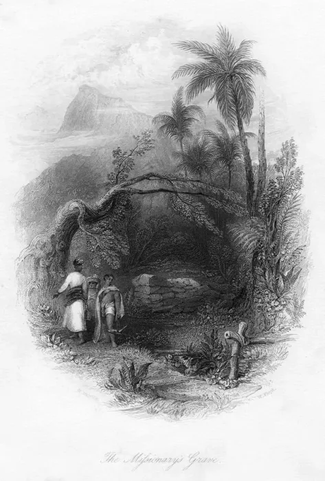 Framed Print : The Missionarys Grave, 19th century. Artist: W Floyd Framed Print : The Missionarys Grave, 19th century. Artist: W Floyd