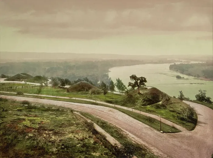 Framed Print : Down the Mississippi from Indian Mound Park, St. Paul, c1898. Creator: Unknown Framed Print : Down the Mississippi from Indian Mound Park, St. Paul, c1898. Creator: Unknown