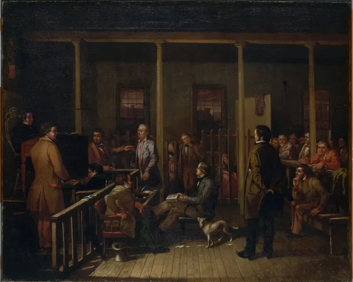 Framed Print : Missouri Courtroom, 1852. Creator: William Josiah Brickey Framed Print : Missouri Courtroom, 1852. Creator: William Josiah Brickey